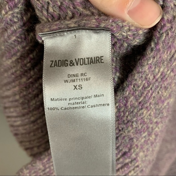 Zadig & Voltaire Purple Dine Recycled Cashmere Turtleneck Sweater - Picture 10 of 10